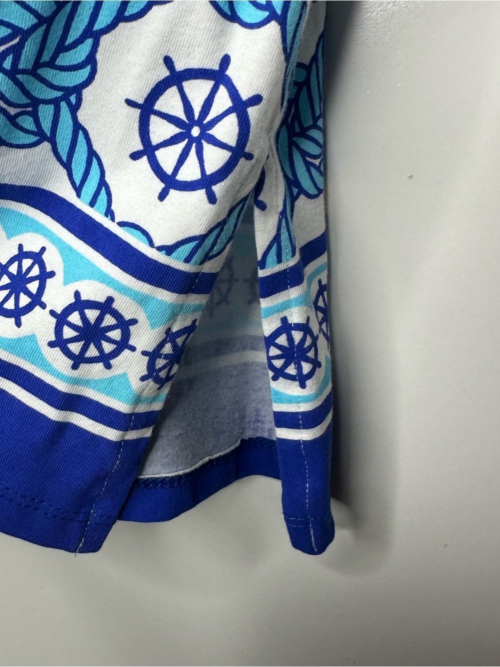 REZOBAY Luxury Resort Wear Nautical Ship Wheel Rope Print Tunic Top Size Small - Picture 6 of 9
